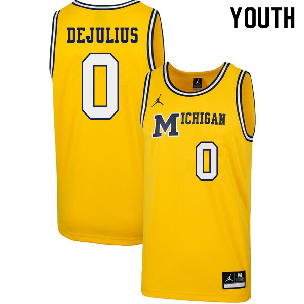 Youth #0 David DeJulius Michigan Wolverines 1989 Retro College Basketball Jerseys Sale-Yellow - Click Image to Close